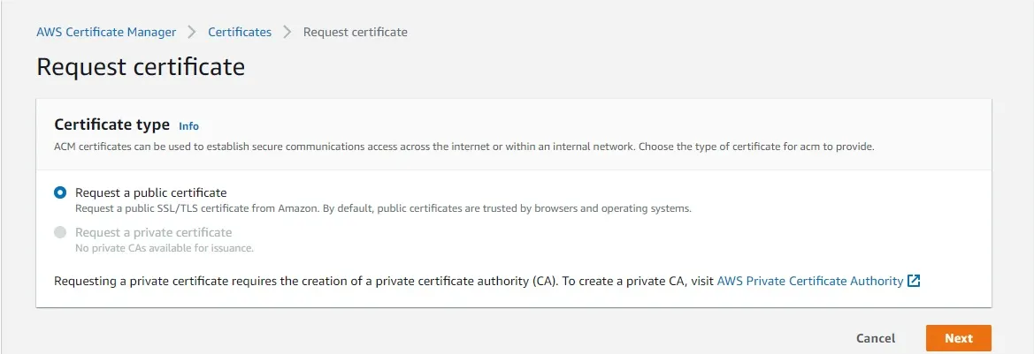 Cloudfront - Certificate Type