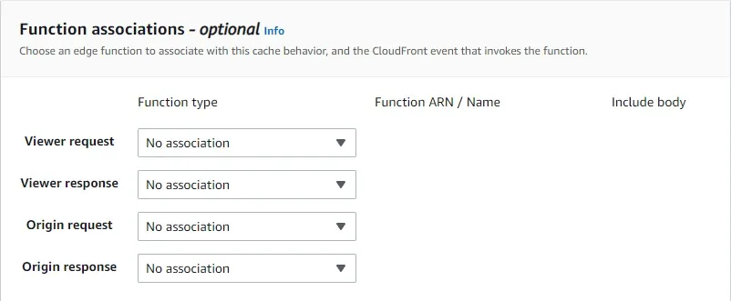 Cloudfront - Create Distribution Functional associations optional