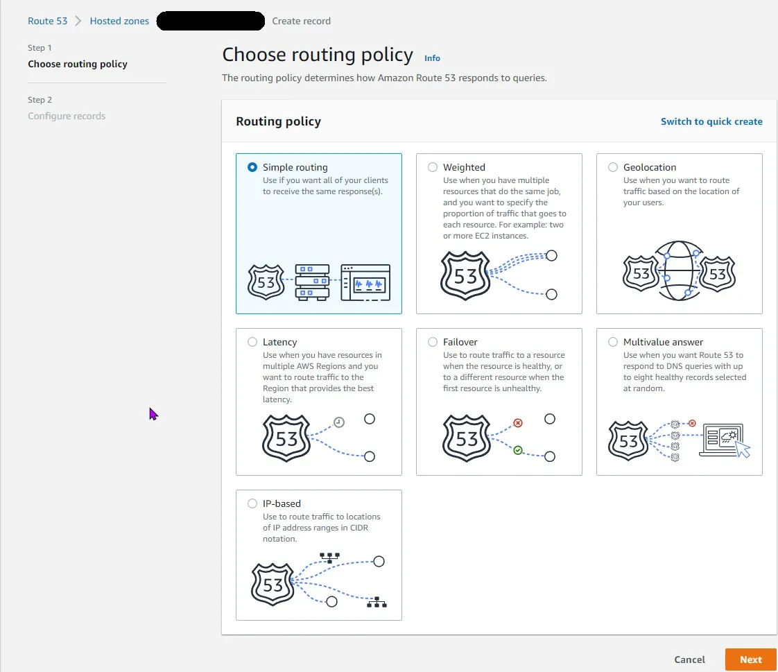 Route53 - Choose routing policy